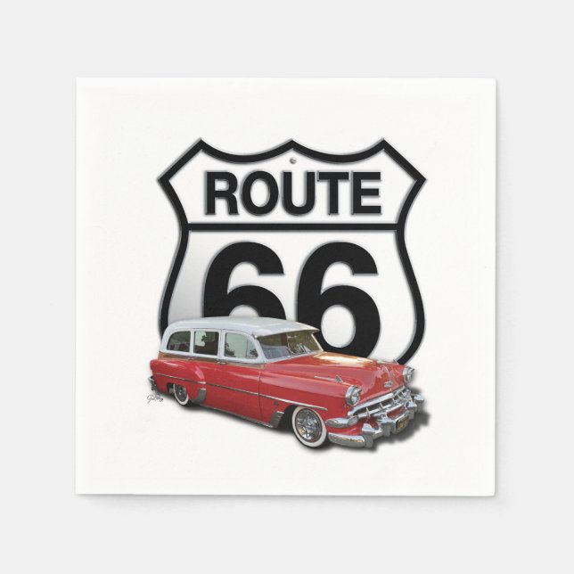 Route 66 Klassisk bil Pappersservett (Framsidan)