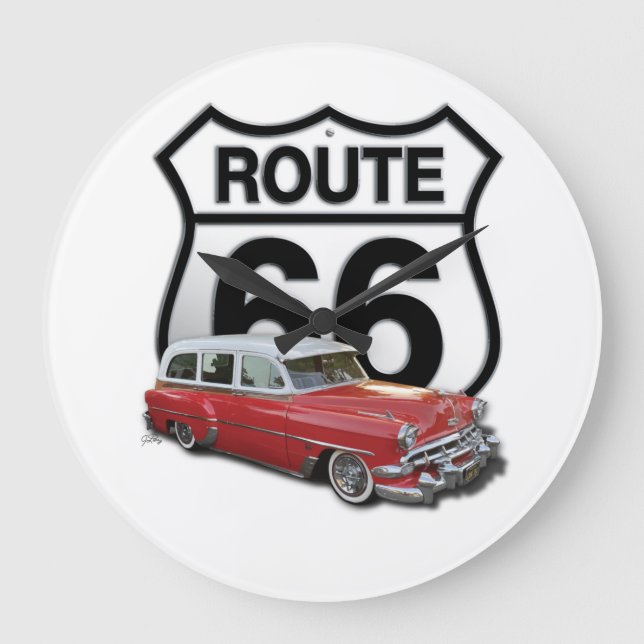 Route 66 Klassisk bil Stor Klocka (Framsida)