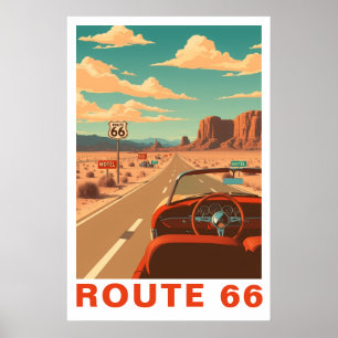 Route 66 Klassisk Road Trip Resa Konst Poster