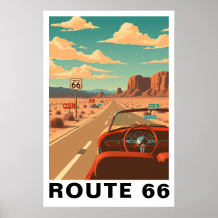 Route 66 Klassisk Road Trip Resa Konst Poster