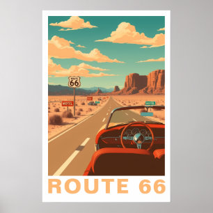 Route 66 Klassisk Road Trip Resa Konst Poster