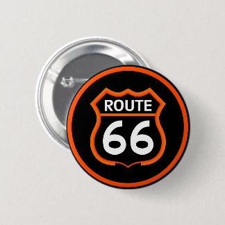 Route 66 Klassisk Sköld Orange och Svart Knappsats Knapp