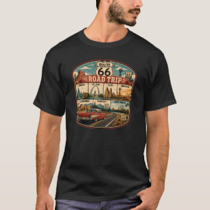 Route 66 Landmärken Illustration Resa Konstmärke T Shirt