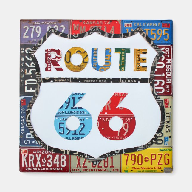 Route 66 License Plate Art by Design Turnpike Magnet (Framsidan)