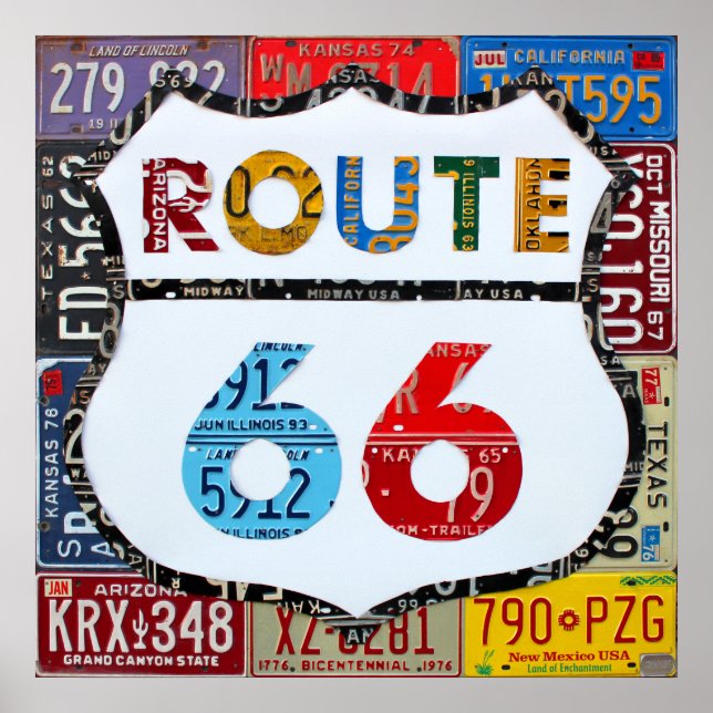 Route 66 License Plate Art by Design Turnpike Poster (Framsidan)
