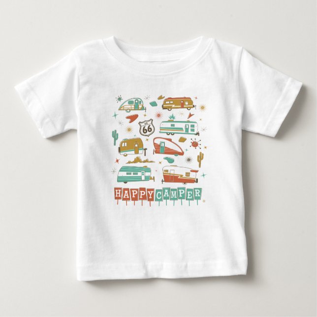 Route 66 Lycklig Camper T Shirt (Framsida)