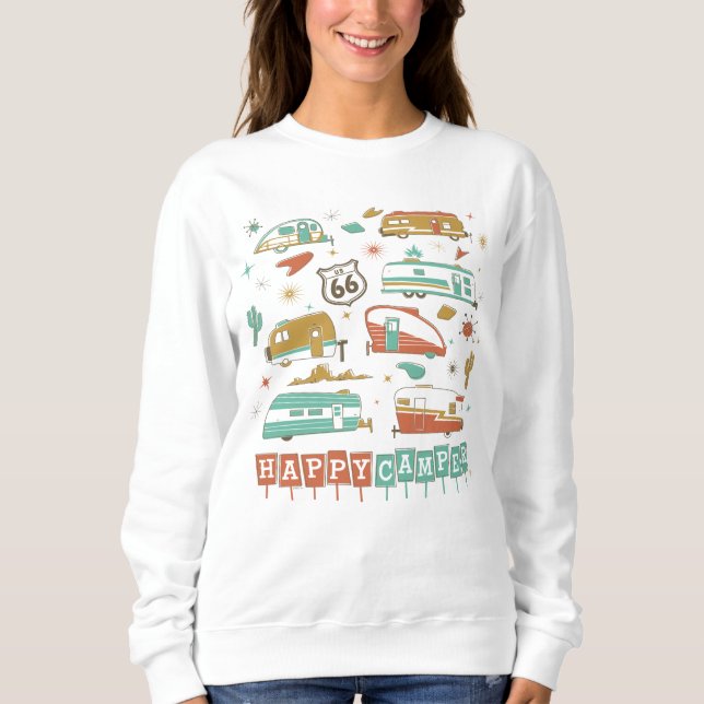 Route 66 Lycklig Camper T Shirt (Framsida)
