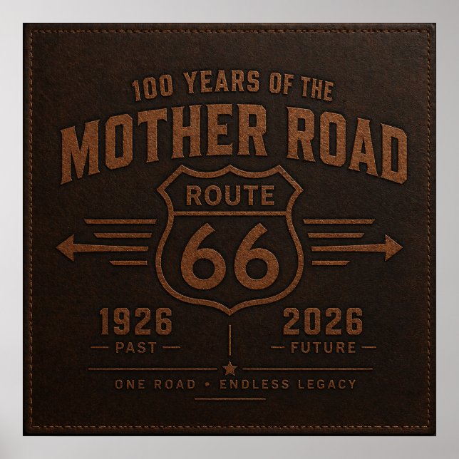 Route 66 Man Cave Centennial Garagekonst Poster (Framsidan)
