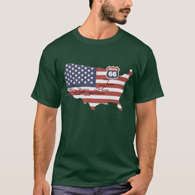 Route 66 Map T-Shirt (Framsida)