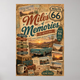route 66 Miles Minnen Road Trip Collage Dekor