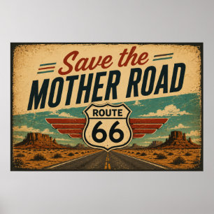 Route 66 Moder Vägen Ökenutsikt Poster