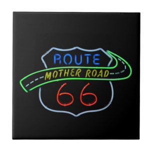Route 66, Mor Road, Neon Sign Kakelplatta