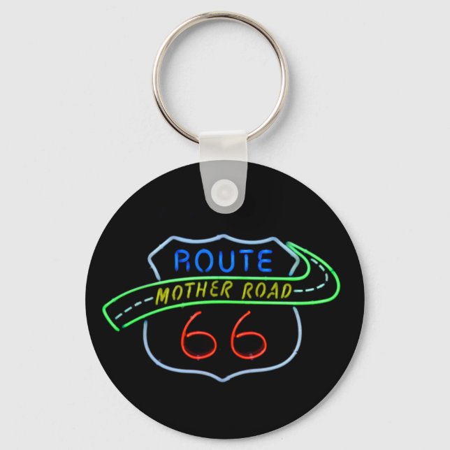 Route 66, Mor Road, Neon Sign Nyckelring (Framsida)