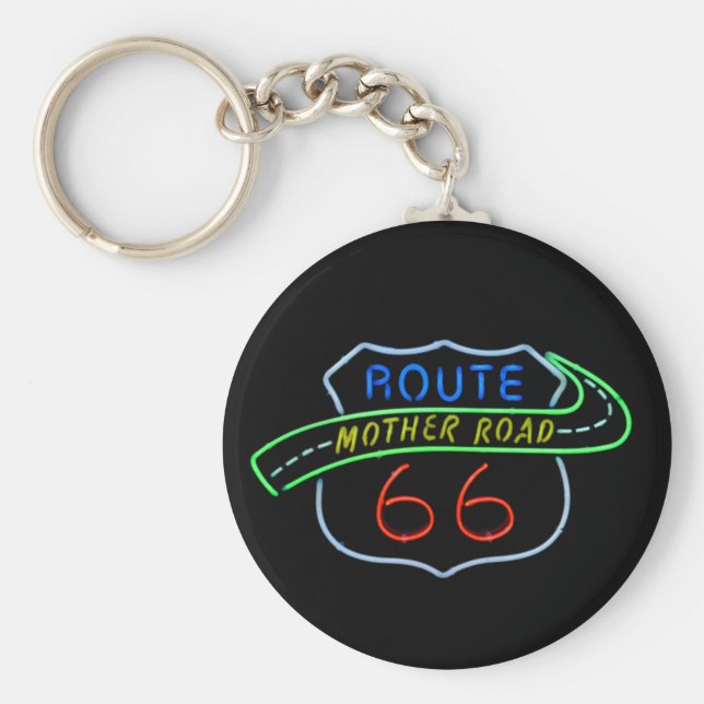 Route 66, Mor Road, Neon Sign Nyckelring (Framsidan)
