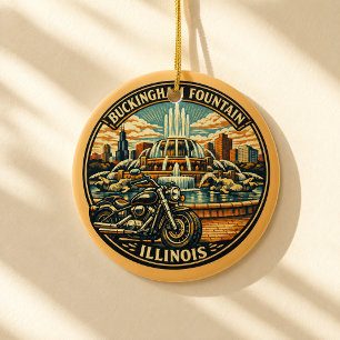 Route 66 Mother Road Chicago Holiday Julgransprydnad Keramik
