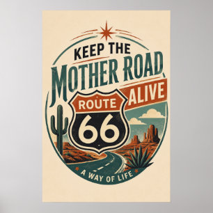 Route 66 Mother Road Levande Poster