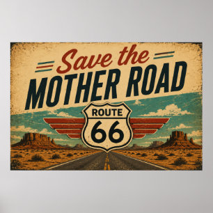 Route 66 Mother Road Ökenutsikt Poster