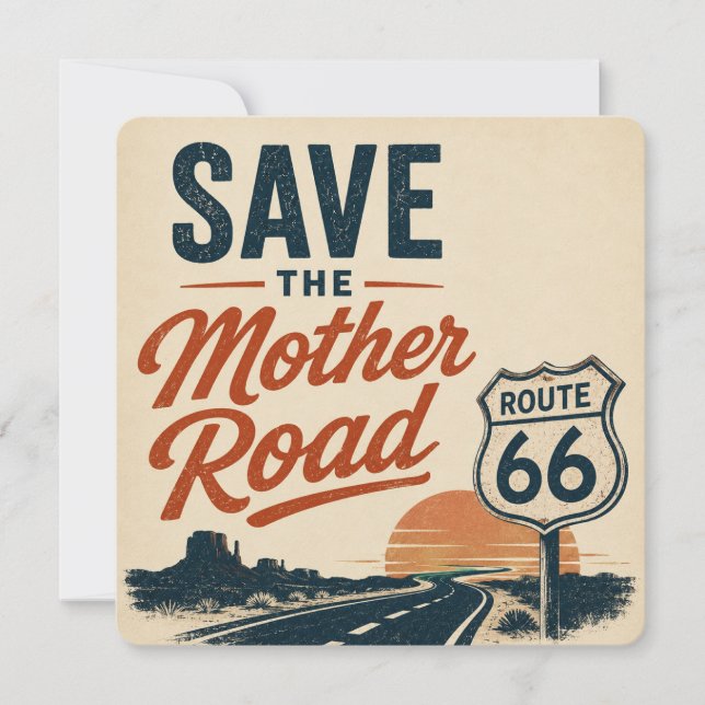 Route 66 Mother Road Solnedgång Kort (Framsida)