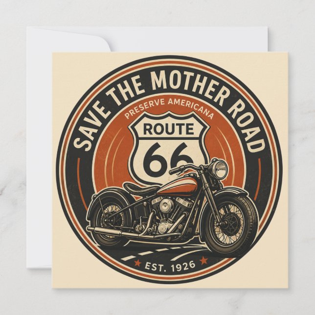 Route 66 Motorcykel Mother Road Kort (Framsida)