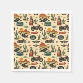 Route 66 Motorcykel Parti Bord Americana Pappersservett