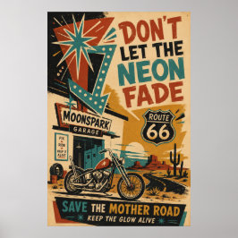 Route 66 Motorcykelgarage Americana Väggkonst