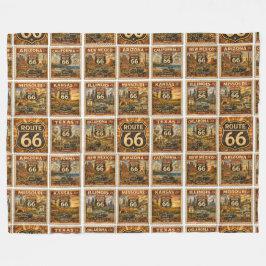 route 66 Mysig Road Trip Americana Kast Art Fleecefilt