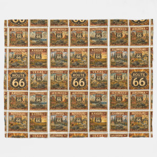 route 66 Mysig Road Trip Americana Kast Art Fleecefilt