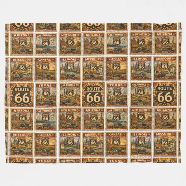 route 66 Mysig Road Trip Americana Kast Art Fleecefilt (Framsidan (Horisontell))