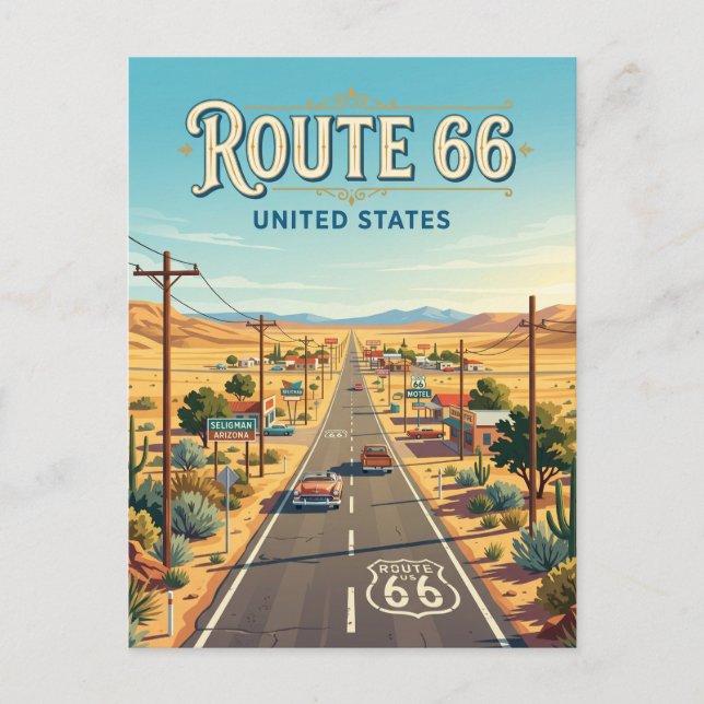 Route 66 nära Seligman Arizona Vykort (Framsida)