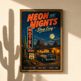 Route 66 Neon Moteldrömmar Poster