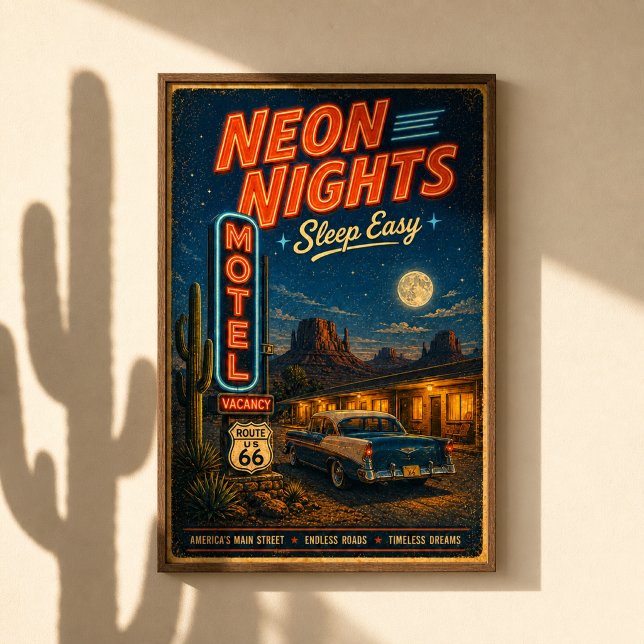 Route 66 Neon Moteldrömmar Poster (Skapare uppladdad)