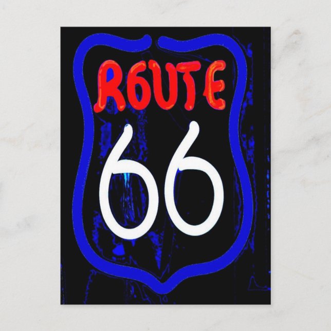 Route 66 Neon Sign från Berwyn Il. Vykort (Framsida)