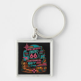 Route 66 New Mexico Resmin Souvenir Fyrkantig Silverfärgad Nyckelring