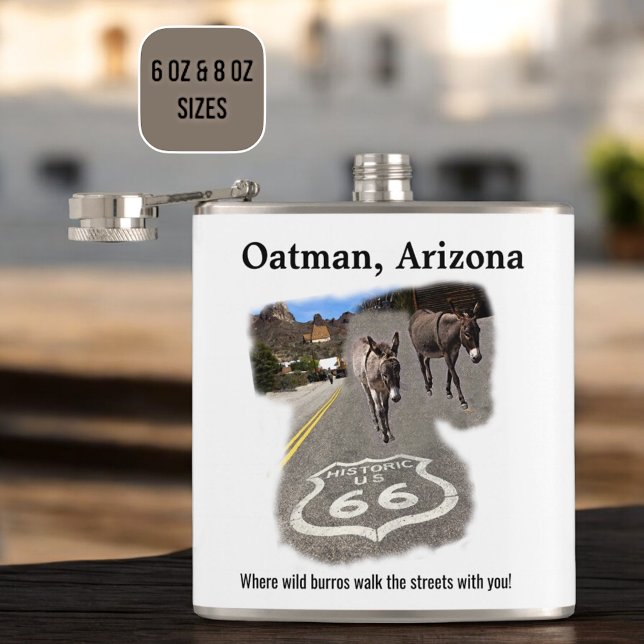 Route 66 Oatman Arizona Burros på Kaffe Fickplunta (front design view)