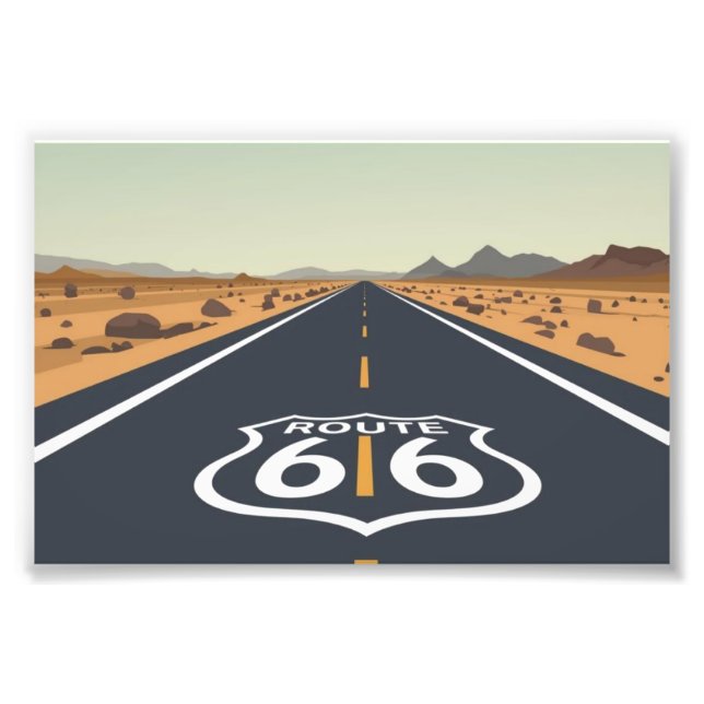 Route 66 Ökenväg Vintage Resekonst Fototryck (Framsidan)