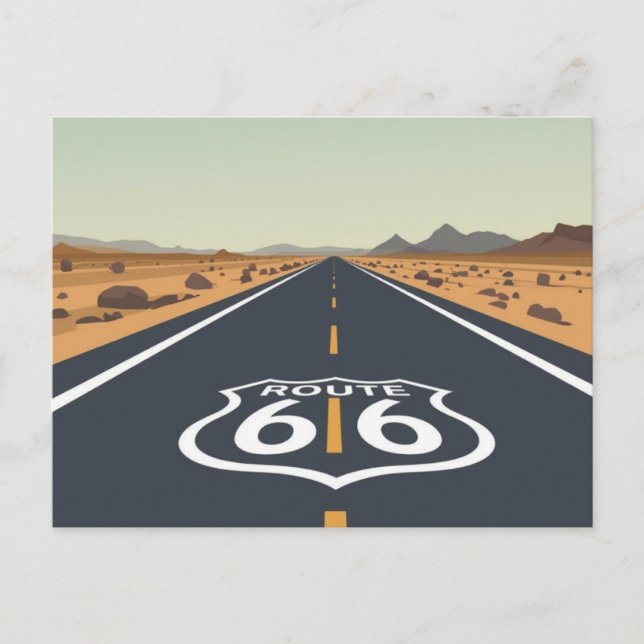 Route 66 Ökenväg Vintage Resekonst Vykort (Framsida)
