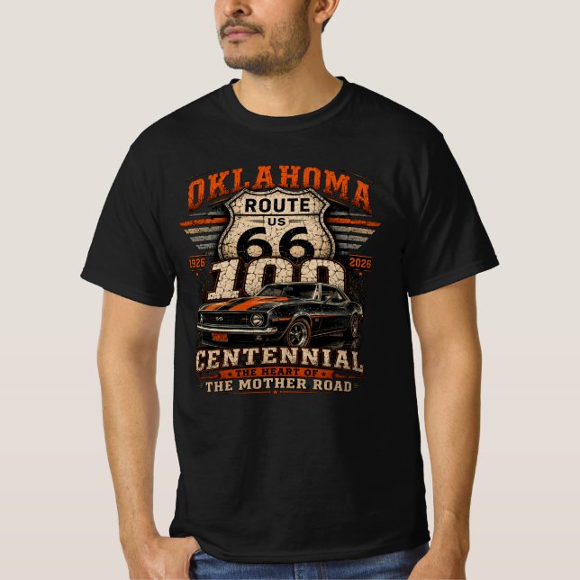 Route 66 Oklahoma Centennial-kläder T Shirt (Framsida)
