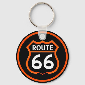 Route 66 Orange och Svart Sköld Nyckelring