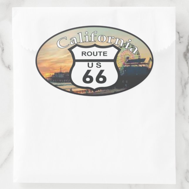 route 66 ovalt klistermärke (Väska)