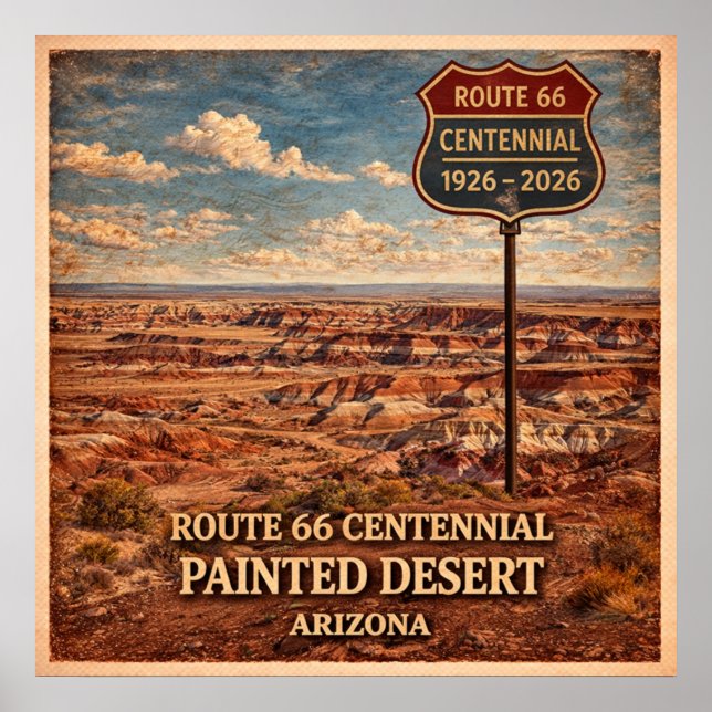 Route 66 Painted Desert Arizona   Poster (Framsidan)