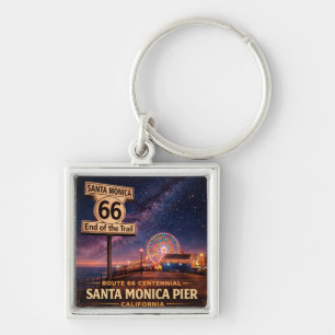 Route 66 Pier Keys Resminner Fyrkantig Silverfärgad Nyckelring