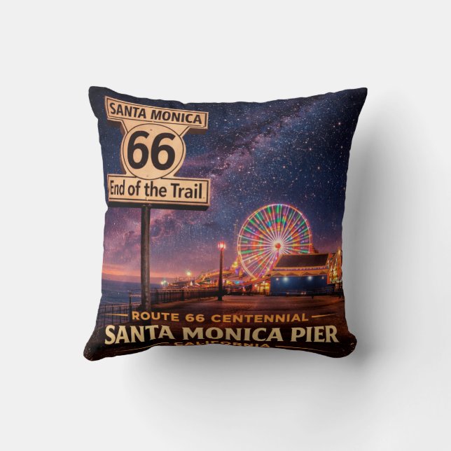 Route 66 Pier Lights Soffaaccent Kudde (Baksida)