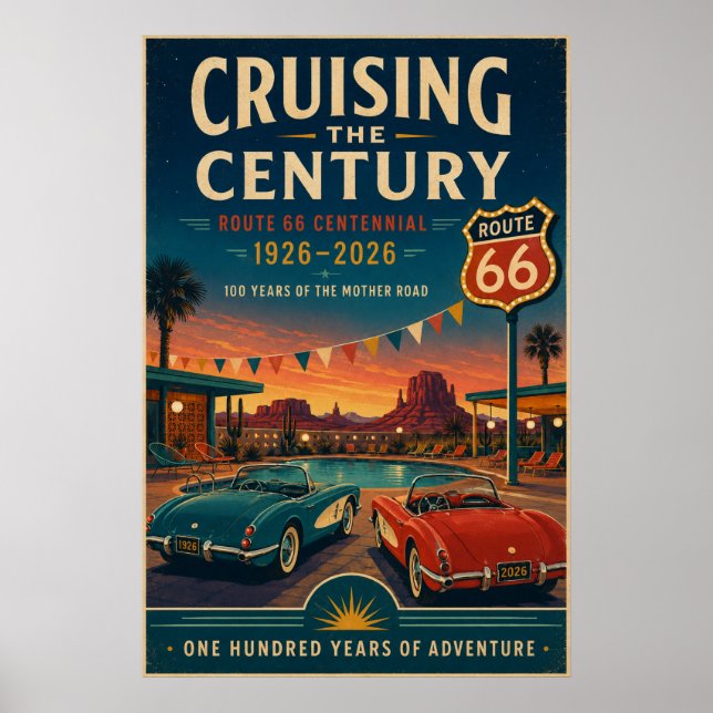 Route 66 Poolside Centennial Cruise Väggkonst (Framsidan)