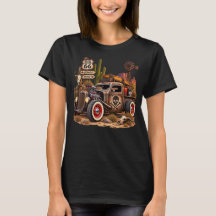 Route 66 Rat Rod Desert Vintage Hot Rod Dam T-shir