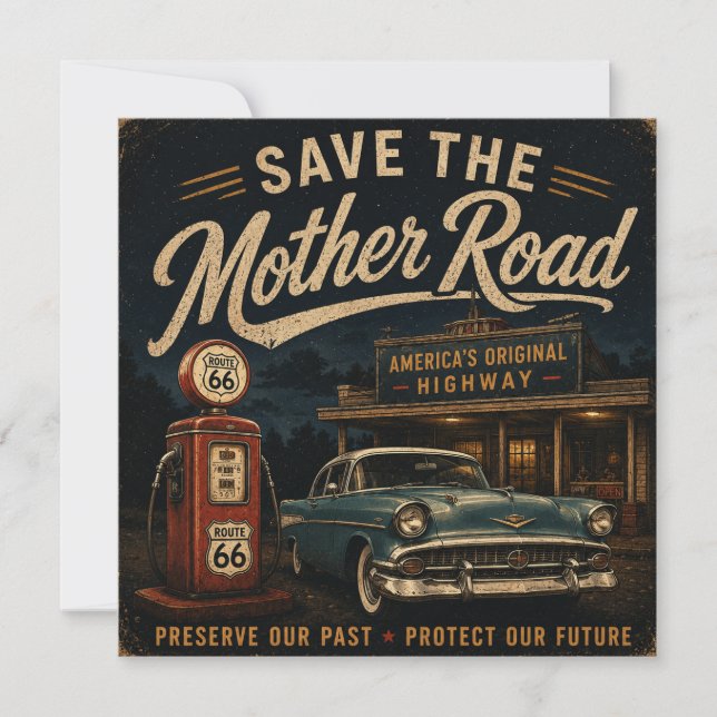Route 66 Retro bensinpumpsbrevpapper Kort (Framsida)