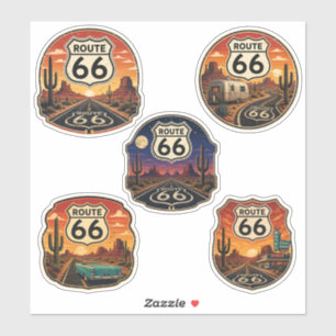 Route 66 Retro Desert Emblem Mother Road Klistermärken