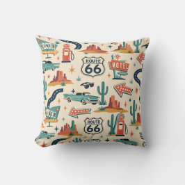 Route 66 Retro Roadside Soffaaccent Kudde