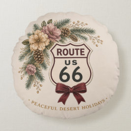 Route 66 Reversibel Buffalo-rutig julkonst Rund Kudde