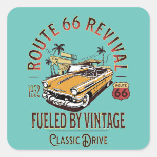 ROUTE 66 REVIVAL - BRYT AV VINTAGE - BEL LUFT FYRKANTIGT KLISTERMÄRKE
