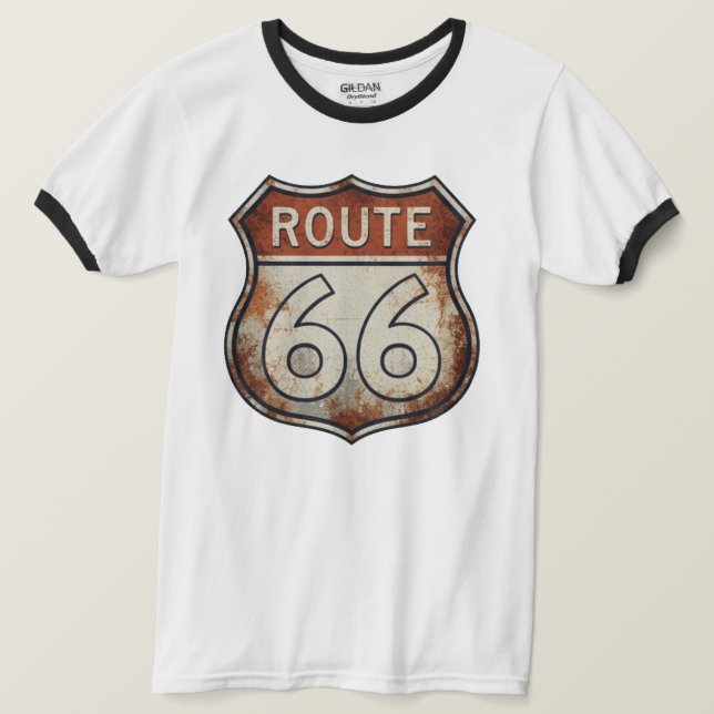 Route 66 Rostig Vägsignal T Shirt (Design framsida)